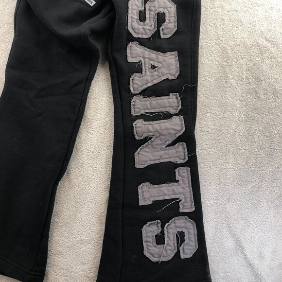 After The Saints Womens Sweatpants Size XS Black Pull On Streetwear Bootcut Y2K - Picture 9 of 11
